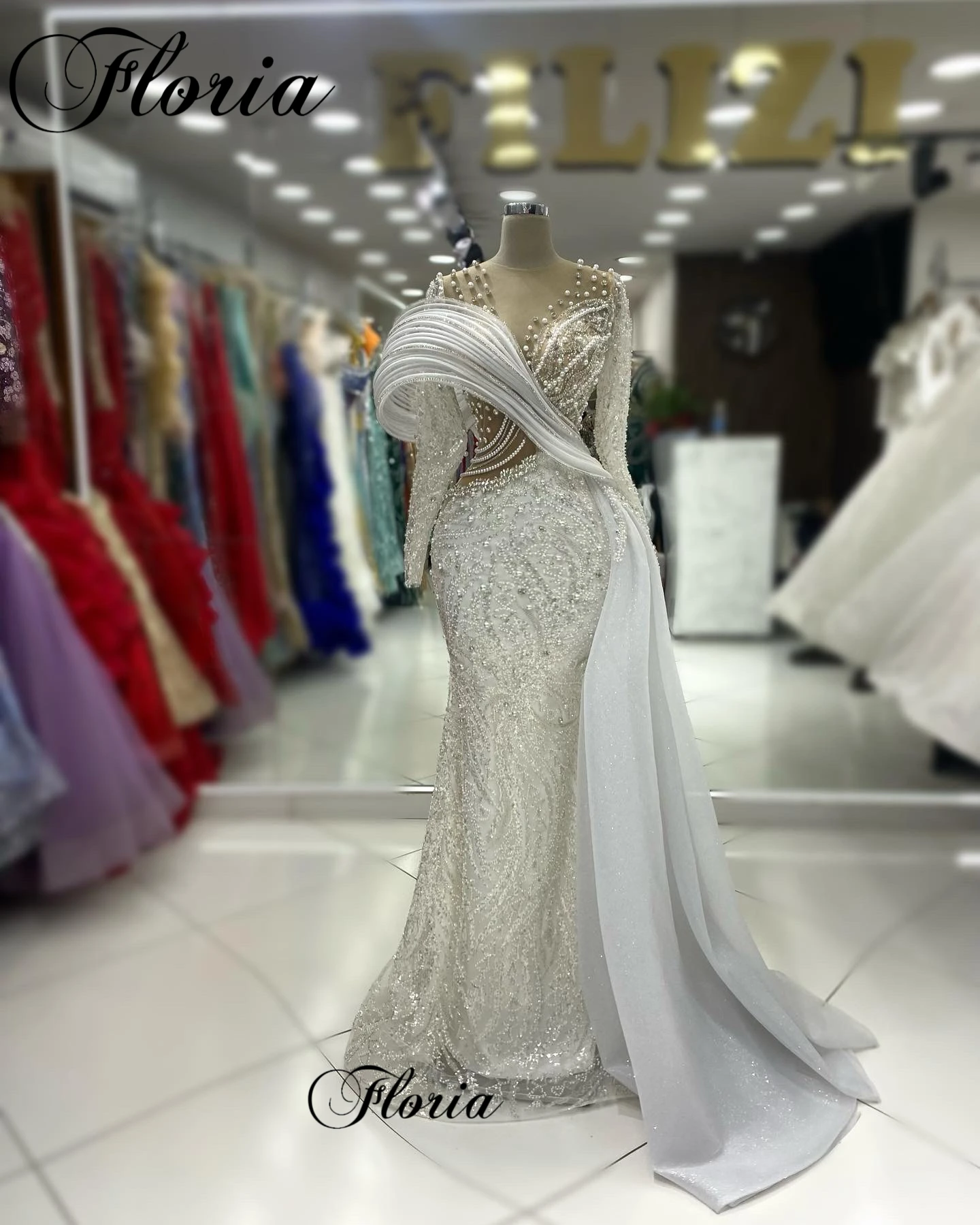 Designer Special Celebrity Dresses For Women 2024 Long Sleeves Formal Occasion Dresses Turkish Coutures Vestidos De Noche