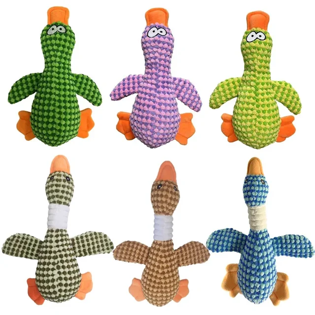 Funny Duck Cute Dog Plush Toys Pet Squeak Toy for Puppy  Sound Wild Goose Chew Toy for Small Middle Large Dogs Teeth Cleaning 6