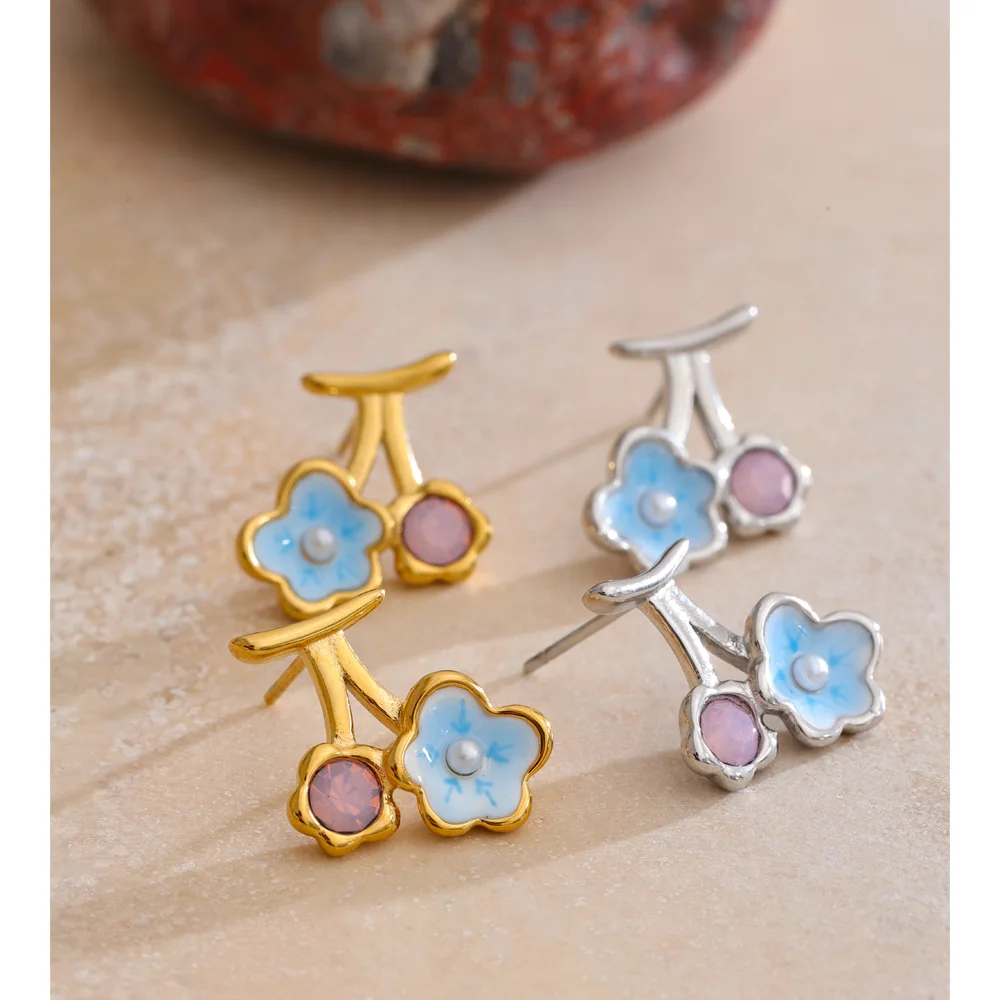 Yhpup Earrings Enamel Waterproof PVD Plated Young Women Jewelry Gift