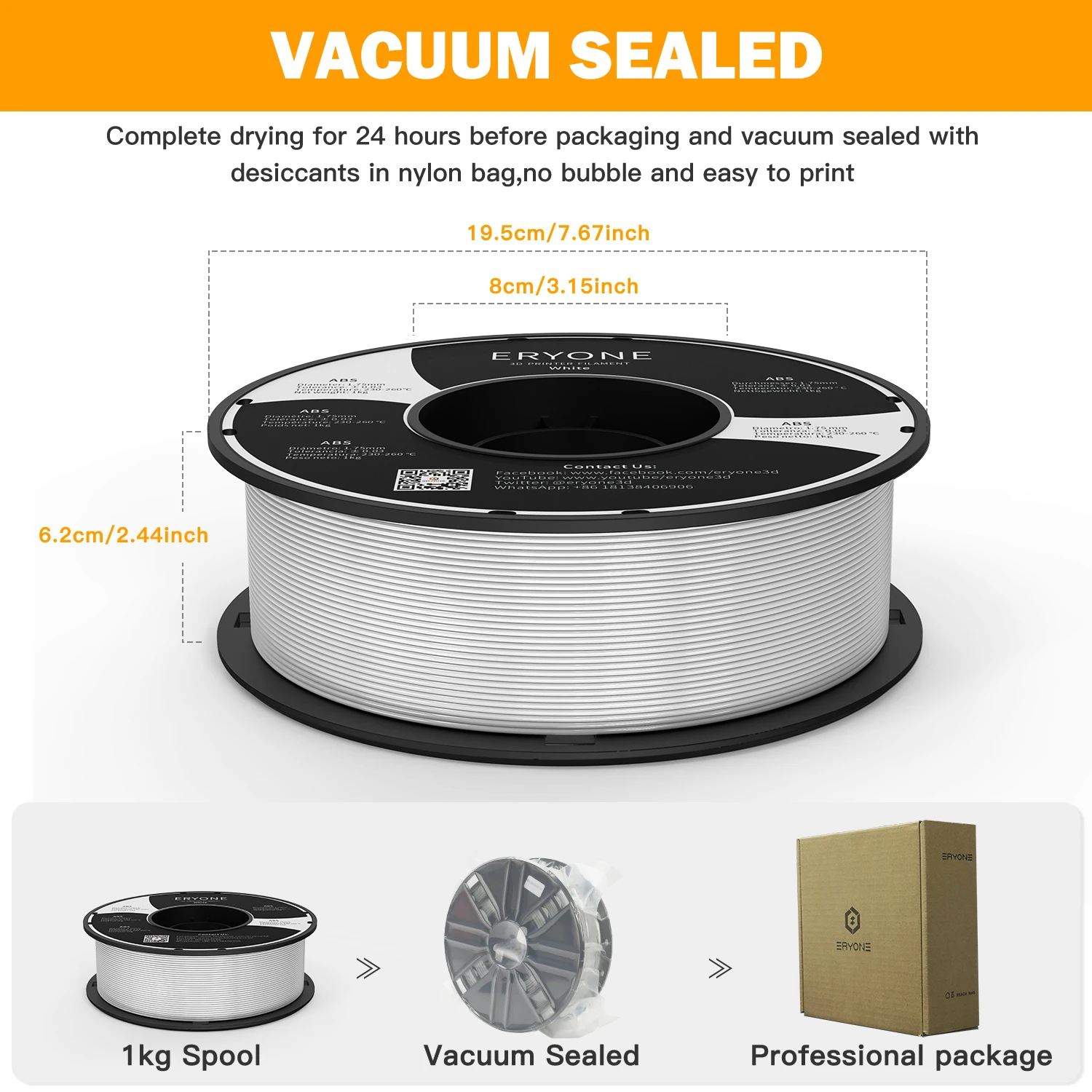ERYONE 10KG Aktion Neuerscheinung ASA 1,75mm 3D-Druckfilament 1KG für 3D FDM Drucker Schneller Versand 1KG Spule – Detail 18