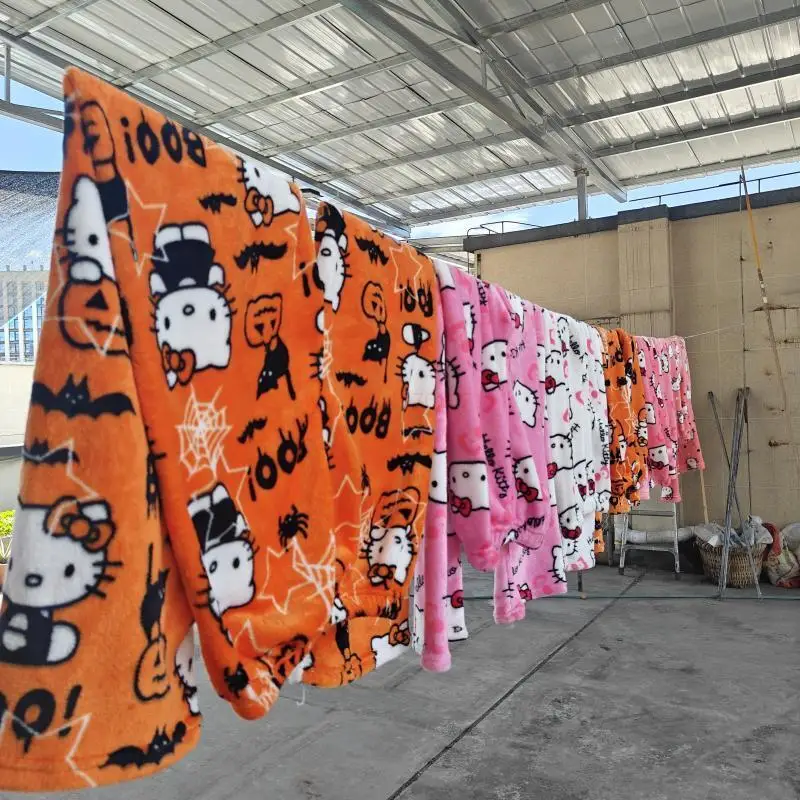 2023 Sanrio Hello Kitty Pajamas Halloween Flannel Fashion Trouserswomen Kawaii Woolen Anime Cartoon Casual Home Pant AutumnGift