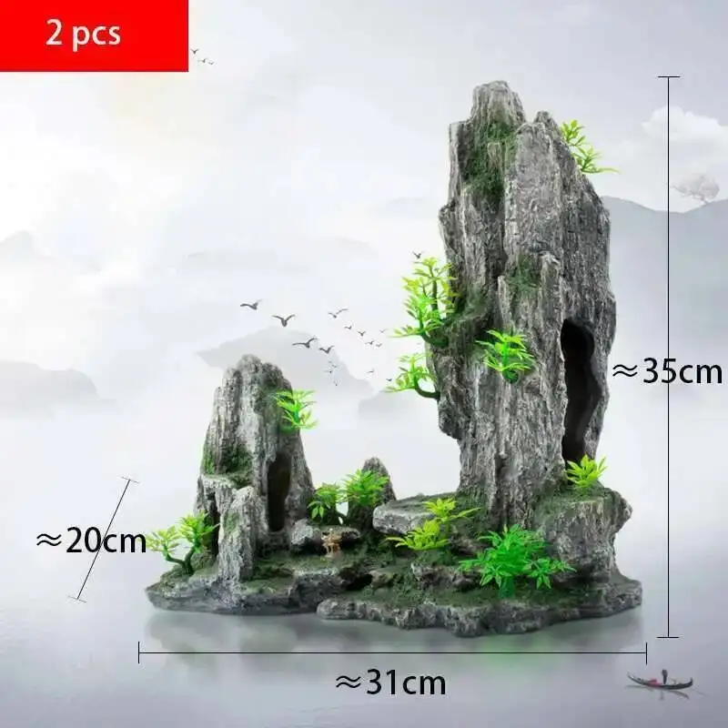 Aquarium Rock & Grass Decor 5