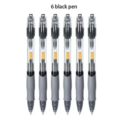 Premium Retractable Gel Pens Set - Multi - Colored Ink for Effortless Writing and Essential Office and School Supplies (6 Black pen)