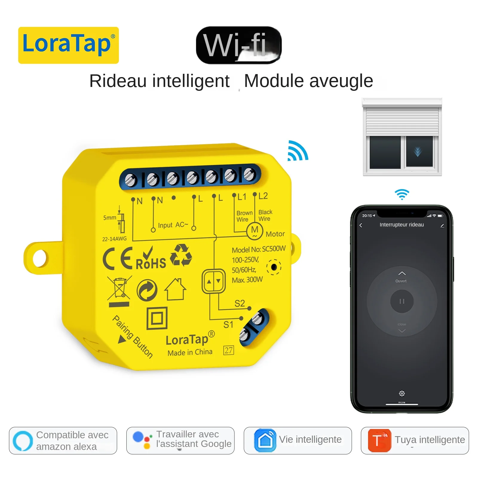 LoraTap – commutateur de moteur pour rideau de fenêtre, wi-fi, Tuya Smart Life App, Google Home, Alexa, commande vocale, automatisation