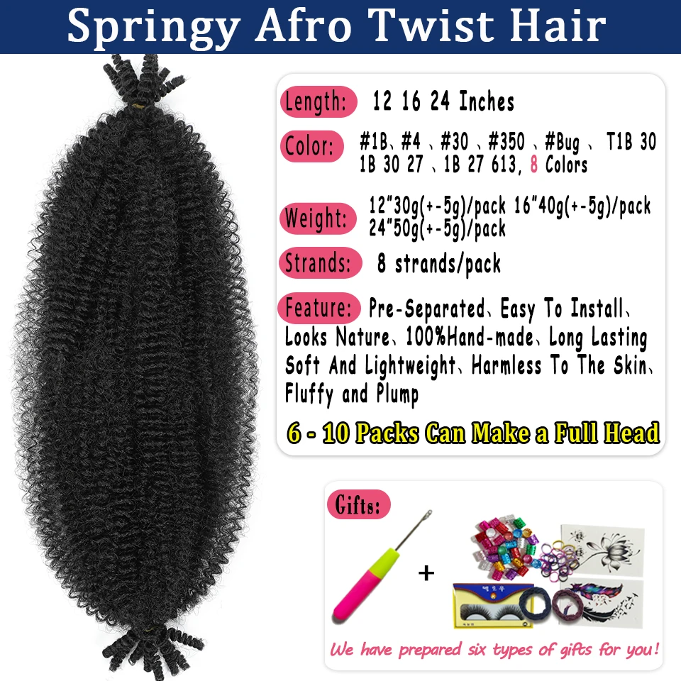Bewill Springy Afro Twist Hair 12 16 24 inch 1B 27 30 350 4 613 Bug Ombre Marley Twist Braiding Hair Twisted UP Kinky Twist Hair 2
