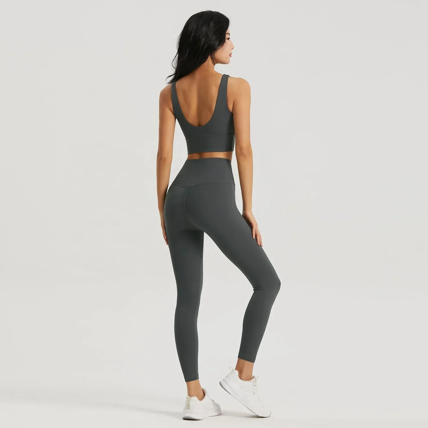 Seamless Yoga Set Women Lycra Gym Clothing Sports Bra Semi-Fixed Cups Workout Tops Anti Rolling Yoga Leggings with Pocket Tights 5
