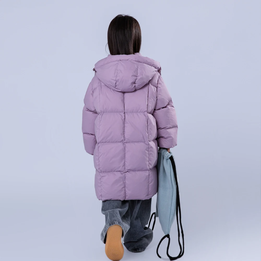 -30℃ Children's Winter Down Long Hooded Jacket Boys And Girls Over-the-knee White Duck Down Coats