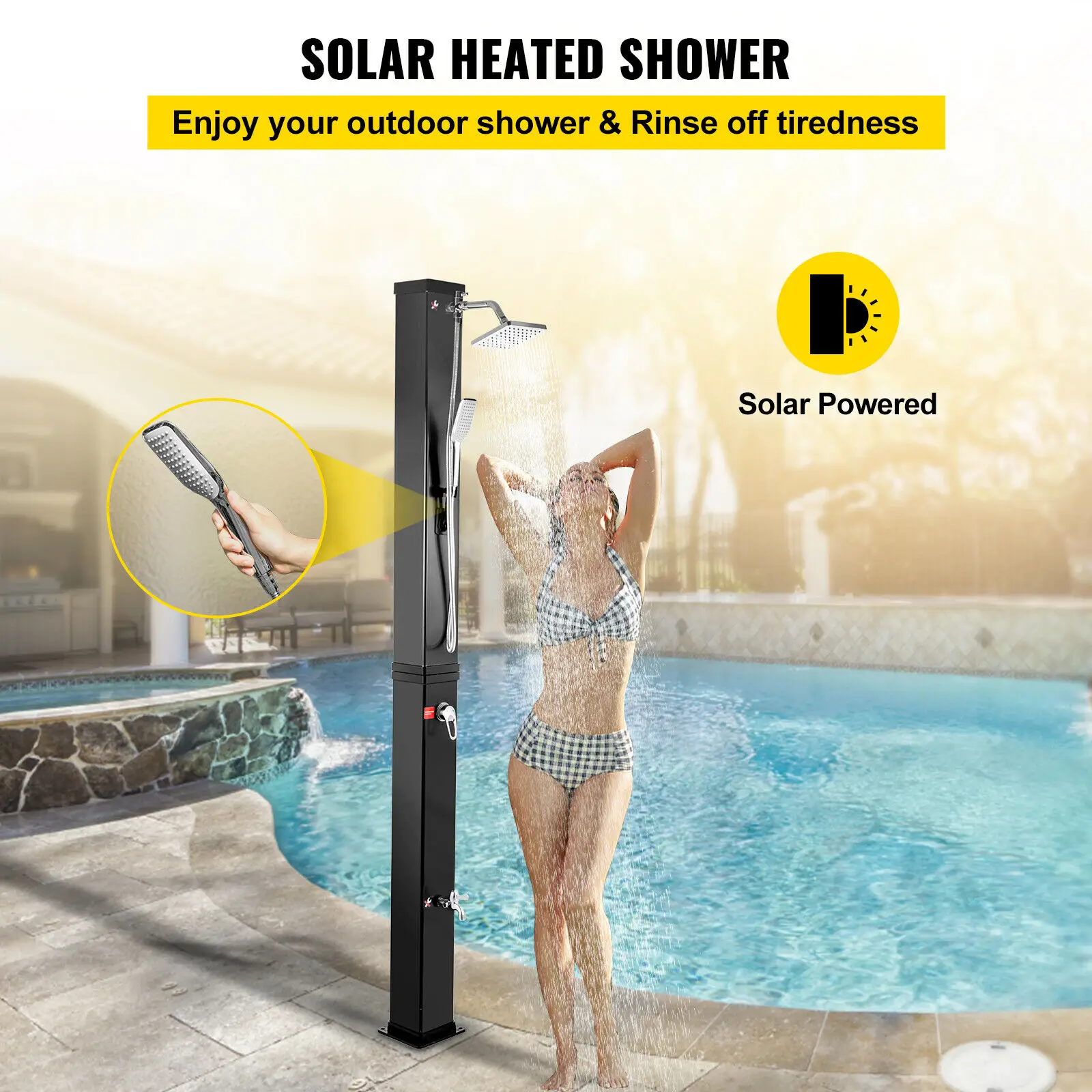 40l Solar Shower Rain Head Garden Outdoor Pool Side Bathing Camping Beach -  Shower Faucets - AliExpress