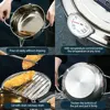 Japanese Deep Fryer With Thermometer and Lid 304 Stainless Steel Kitchen Tempura Fryer Pan Fryer Without Oil Frying Pan Fryer 4