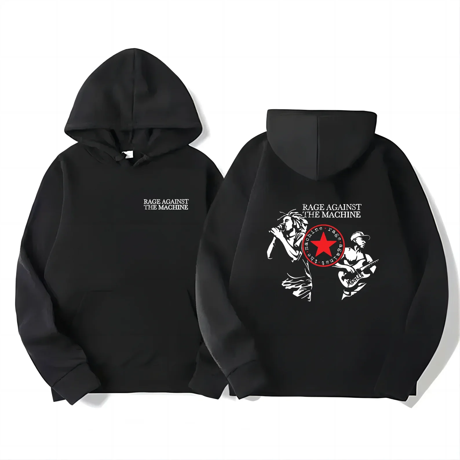 

2024 Men's Trendy Rage Printed Polyester Hoodie Trustworthy High Quality Against theMachine Women's Casual Youth Short Sleeve