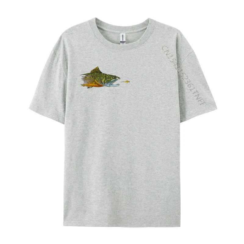 3D Printed T Shirts Normal Short Sleeve Designer Round Collar Cotton Tops T Shirt Comics Tops Tees for Students Summer/Autumn Fly Fishing Brook Trout Dry Fly Tying Fisherman gray