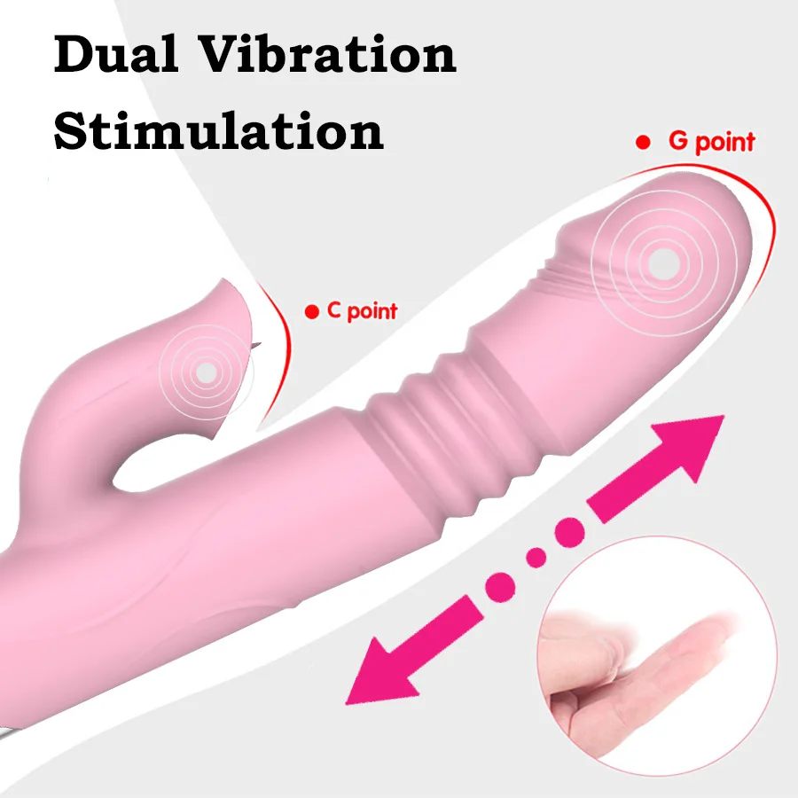 Sex Toy 2 In 1 Licking Vibrators Clitoris Stimulator G-Spot Powerful Heating Vibration Dildo Wand Female Nipple Clit Adult Sex Toys