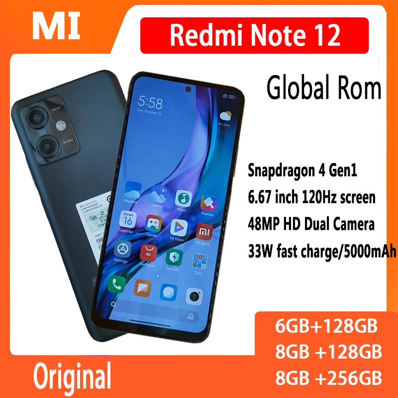 Global Rom Xiaomi Redmi Note 12 5G Smartphone 6.67