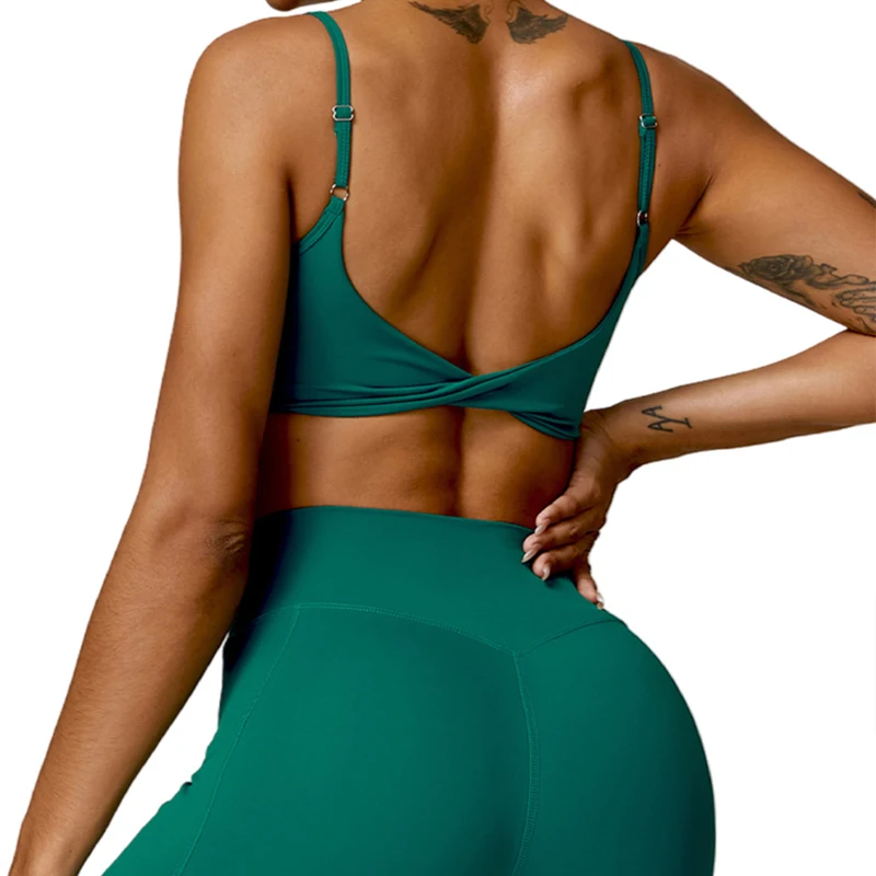 Hearuisavy 크로스백 요가 브래지어, 푸시업 체육관 상의, 피트니스 요가 의류, 스포츠 속옷, 운동 의류, 러닝 스포츠 브라 