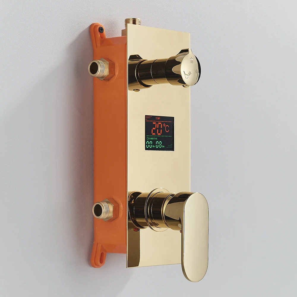 Chrome Polish 2 Ways/3 Ways Valve Mixer Bathroom Shower Faucet Accessory Concealed LED Digital Display Shower Panel Mixer Valve