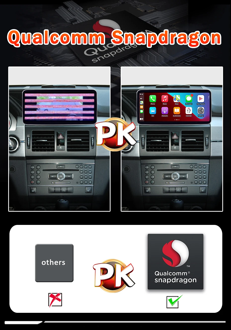Snapdragon 8-CORE Drahtlose CarPlay Android 13 AUTO Auto Multimedia-player Bildschirm Für Mercedes Benz GLK X204 2008-2012 stereo GPS – Detail 6