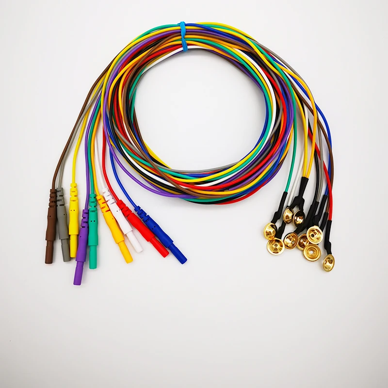 Color brain electrode EEG wire brain conductance wire 10 starting goldplated disk mounted