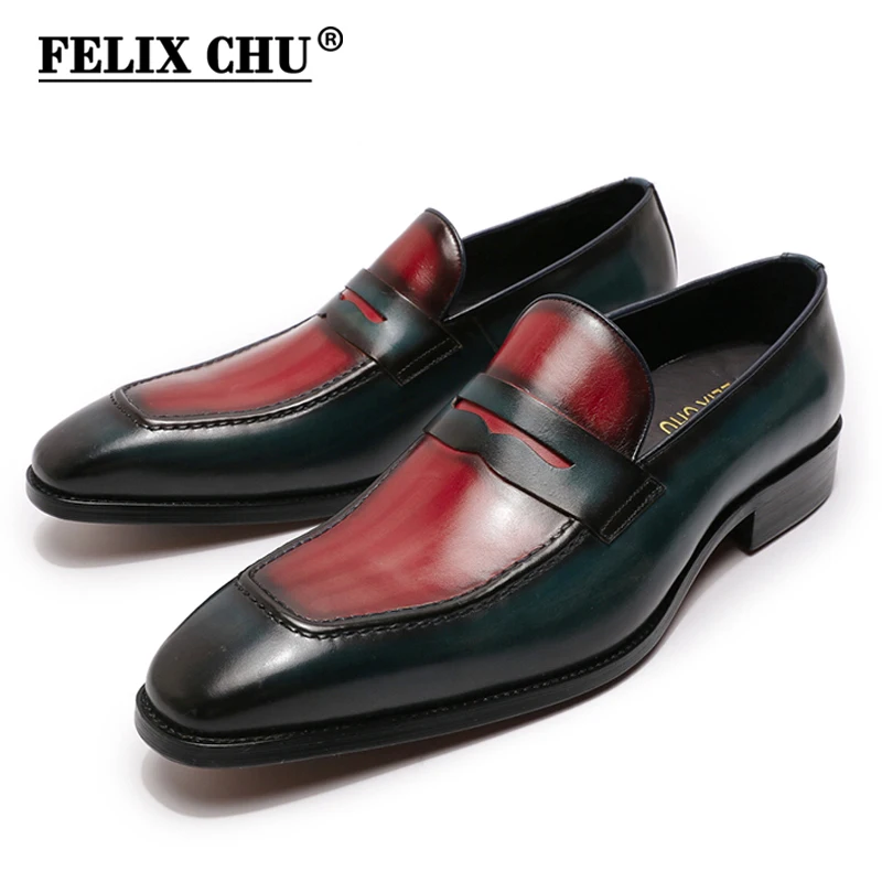 Dropship Genuine Leather Slip-On Men Shoes Black Red Brown Men