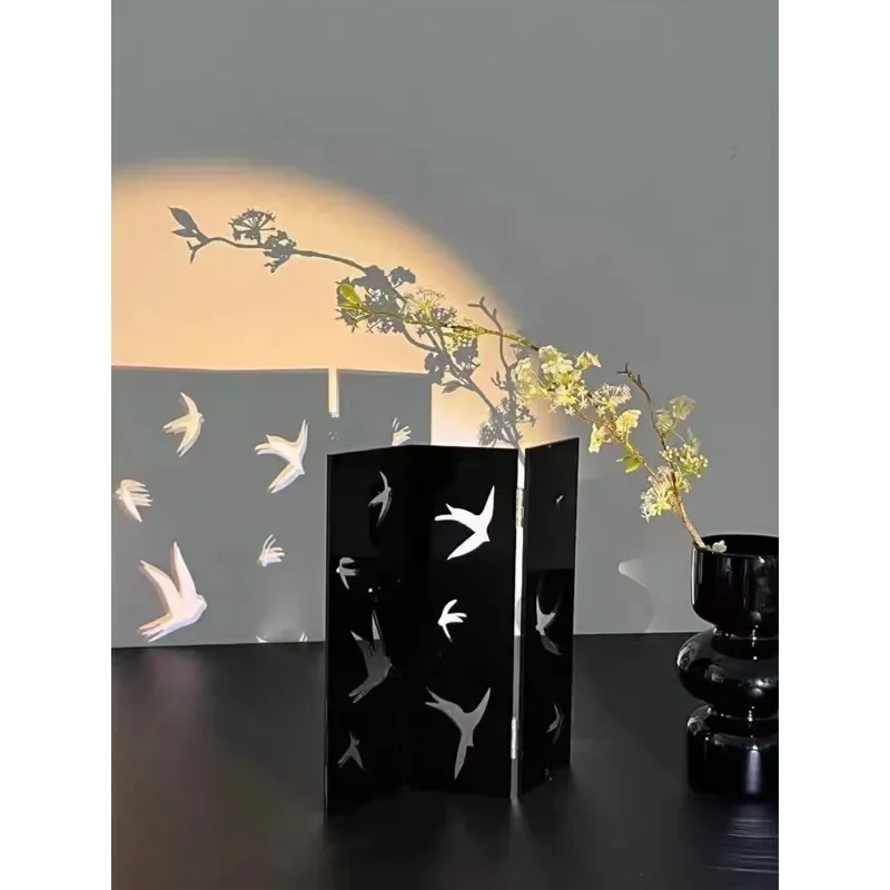 

French Retro Subareas Screens Entry Door Living Room Mobile Foldable Light Luxury Art Designer Model Accordion Partition