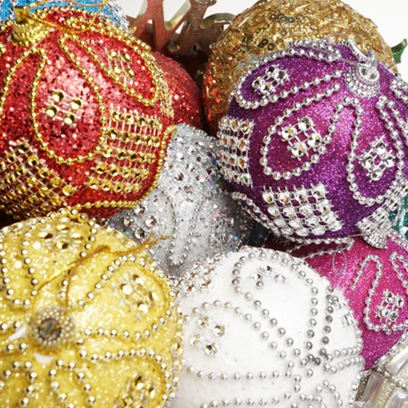 

New Year Decorations Kids Gift Rhinestone Xmas Tree Hanging Balls Pendants Christmas Round Ball Christmas Tree Ornaments