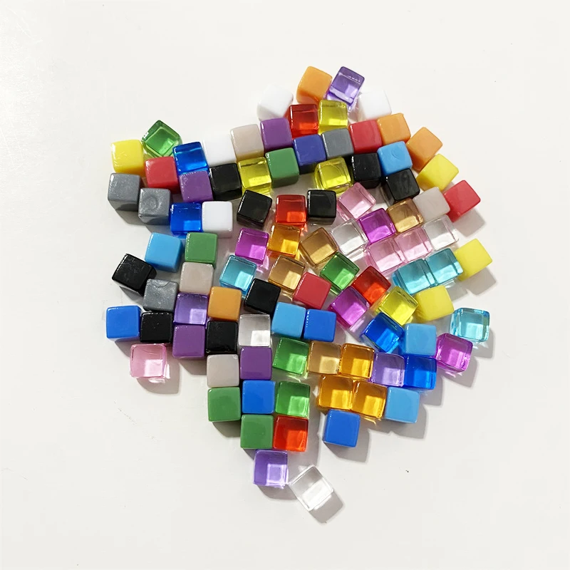 

500Pcs/Set Clear Solid 8mm Plastic Cube Colorful Square Corner Transparent Dice Chess Piece Right Angle For Board Game Parts