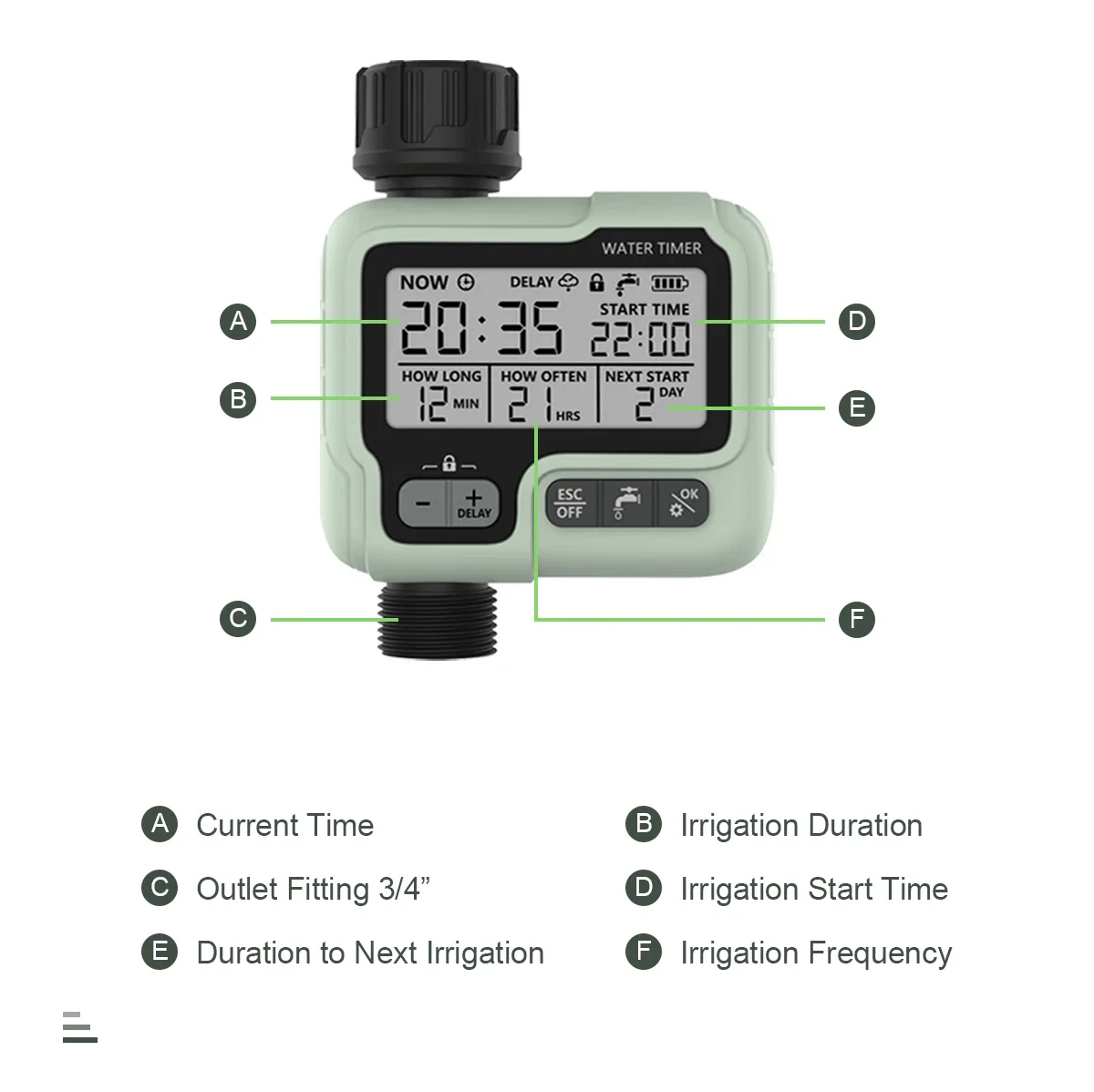 Eshico HCT-322 Automatic Water Timer Garden Digital Irrigation Machine Intelligent Sprinkler Used Outdoor to Save Water&Time