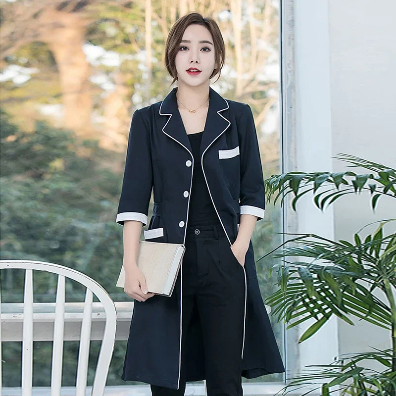 New Lab Coat High Quality Spa Uniforms Tattooist Work Clothing Scrubs Uniforms Purple Long Sleeve Beauty Salon Work Wear Summer medical lab coat spa uniform beauty uniform