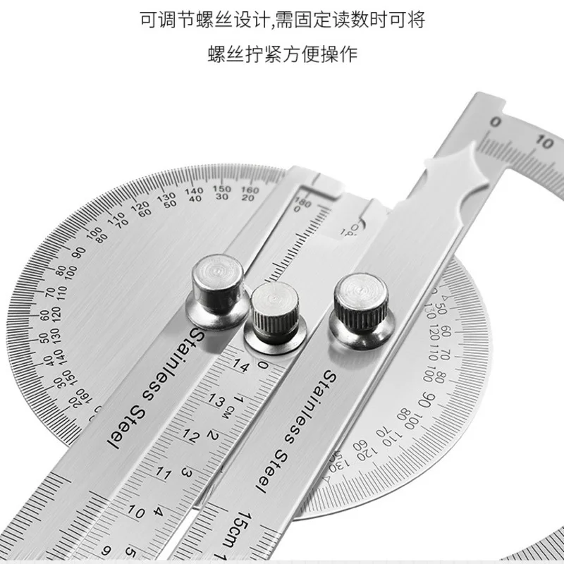 Stainless Steel 180 Degree Protractor Metal Angle Ruler professional Meter Ruler Gauge Finder Goniometer Conveyor Tool 5