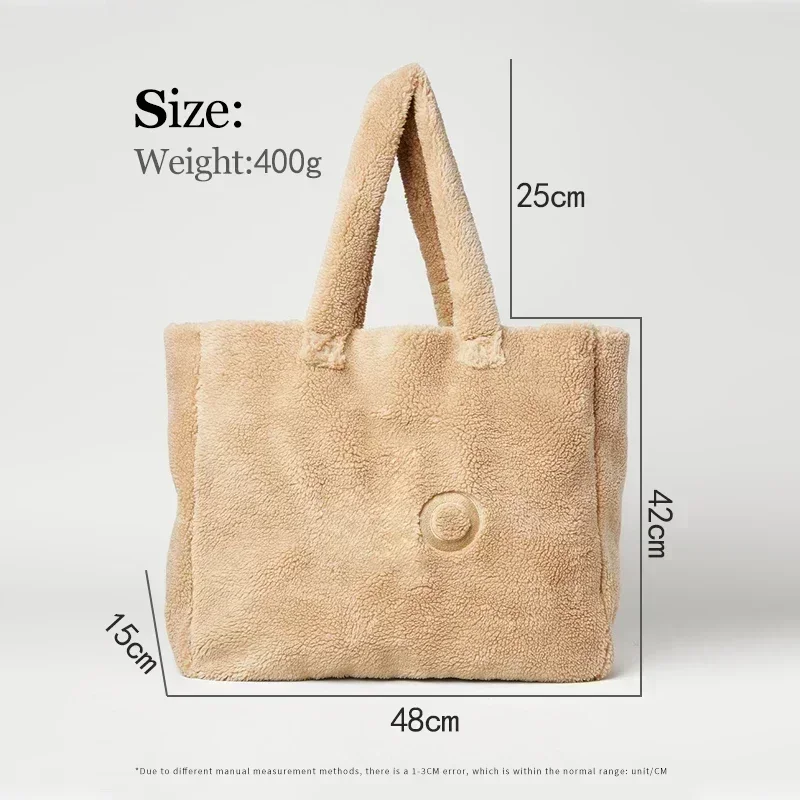 Yoga bag Foxy Sherpa Tote Plush Camel Handbag Comfortable Large Capacity Makeup Bag Autumn Winter Plush Shoulder Bag-storage bag