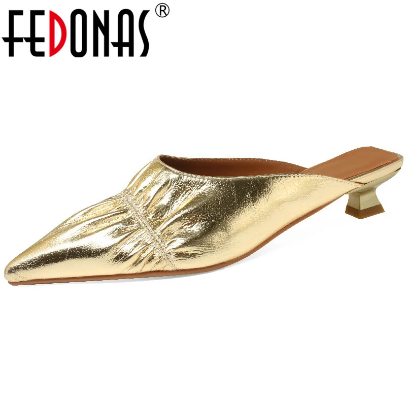 

Женские туфли-лодочки FEDONAS, повседневные офисные туфли на низком каблуке с острым носком и вечерние, весна-лето 2019