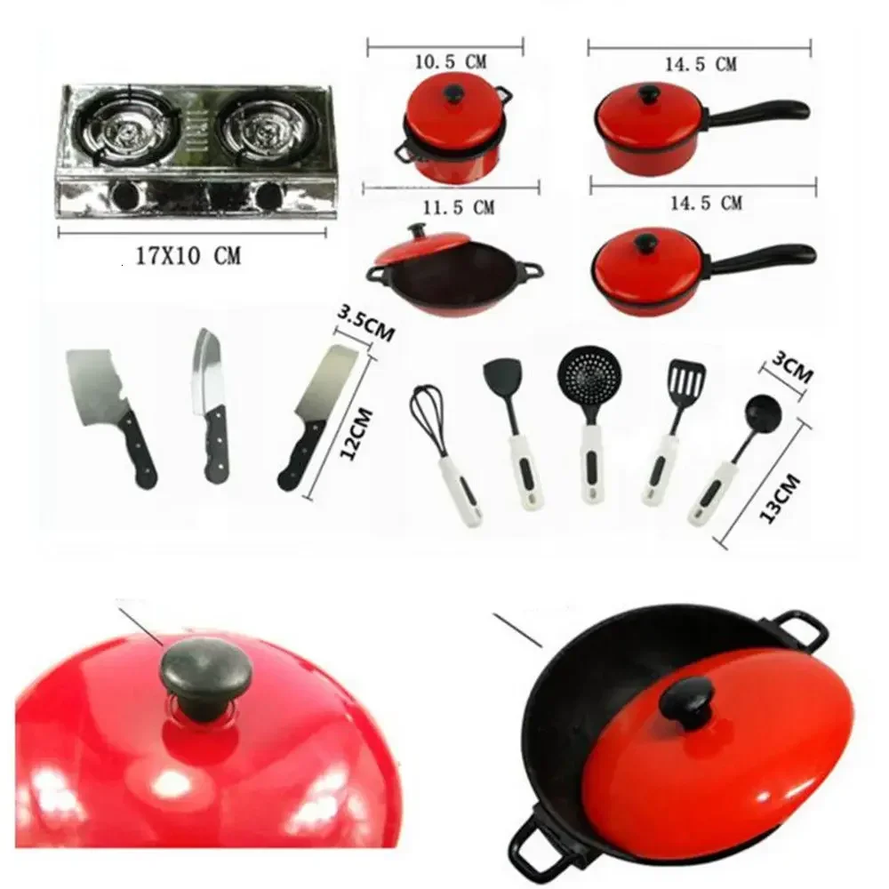 13Pcs Mini Kitchen Cookware Pot Pan Cook Pretend Play Educational House Toys For Children Simulation Kitchen Utensils Girls Toy 6