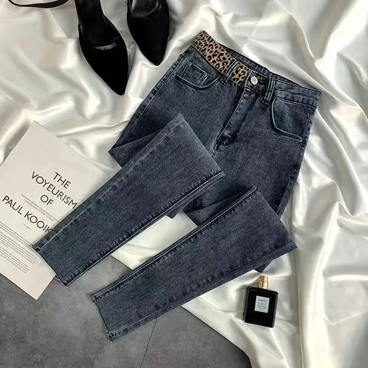 

Woman Jeans Pants High Waist Tight Skinny Pants Female Leopard Print Pantalones Vaqueros Mujer