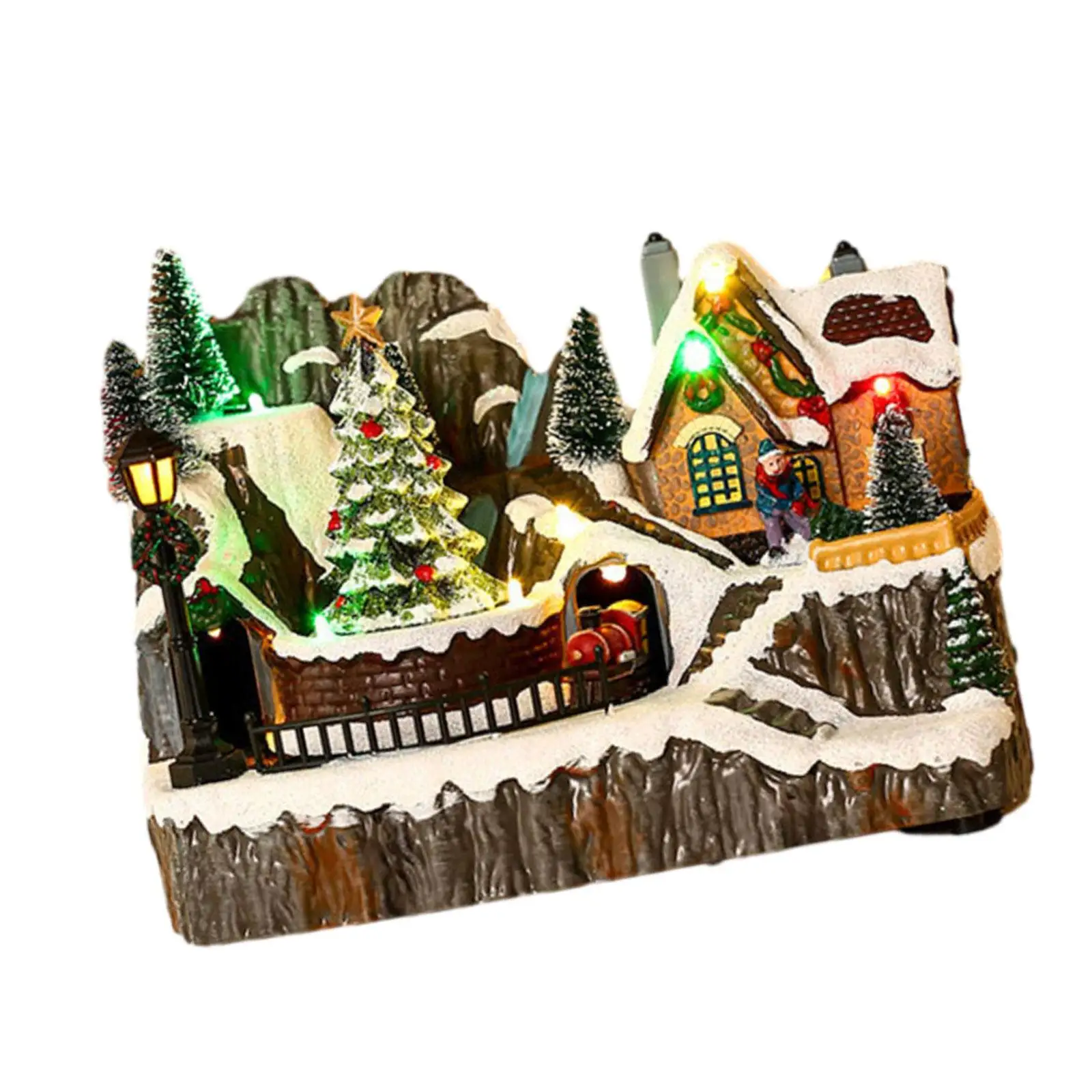 Christmas Music House Decorations Luminous House House Figurine Ornament for Tabletop Home Bedroom Indoor Holiday
