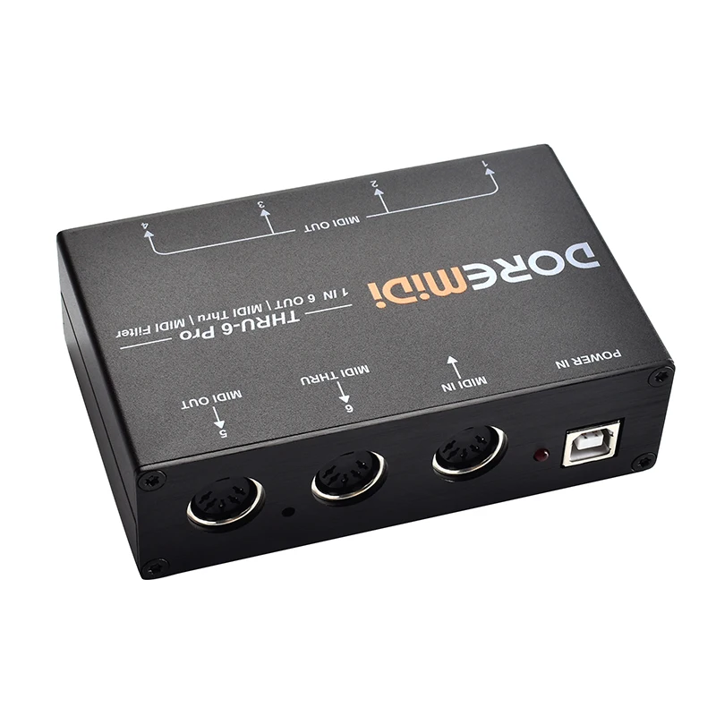 Midi host box DOREMiDi MIDI THRU-6 Pro Box MIDI Splitter + Filter Be Used To Convert 1 Input Into 6 Outputs + USB Output