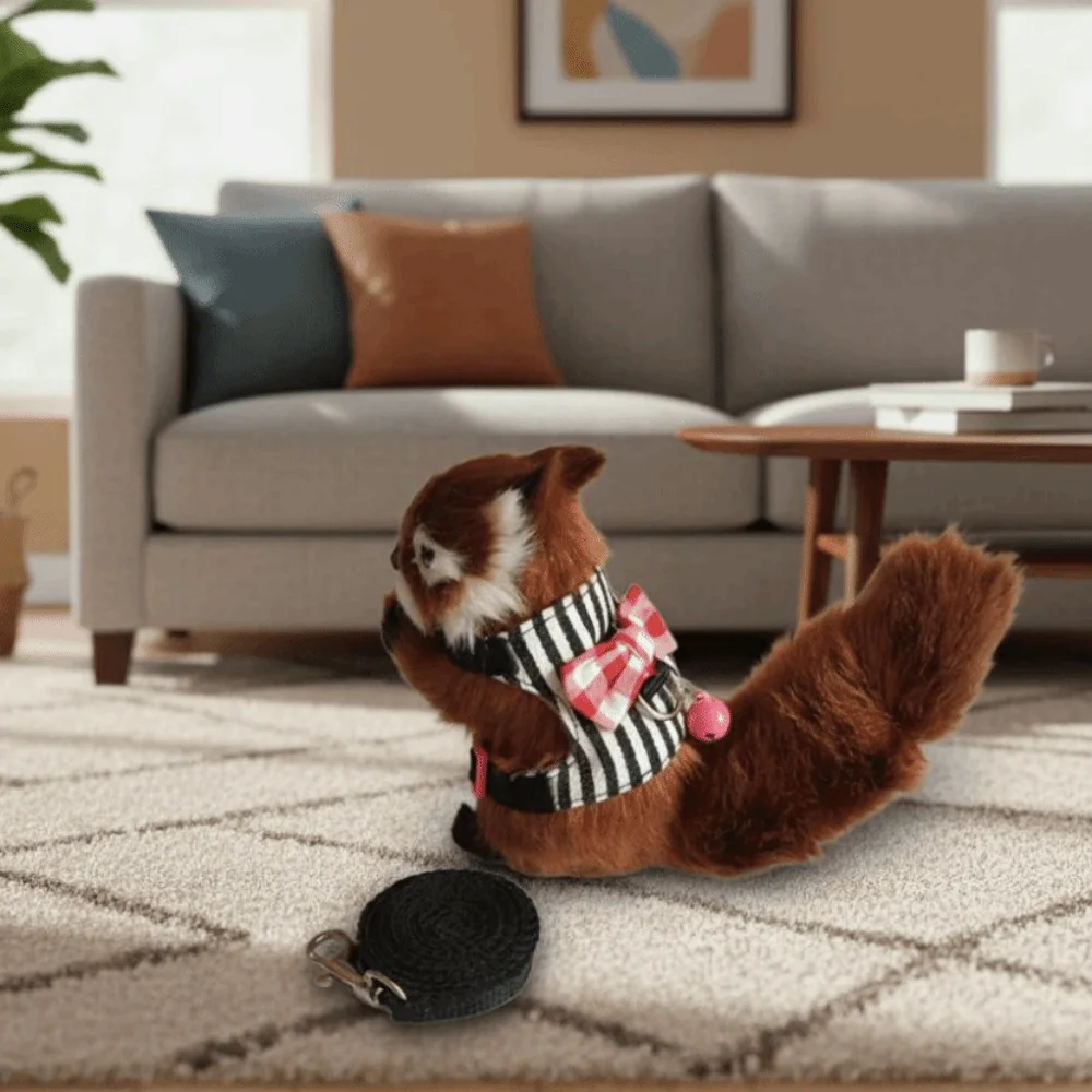 Pet Supplies Adjustable Hamster Harness Comfortable with Bow Bells Hamster Chest Strap Escape-Proof Pet Traction Rope Outdoor