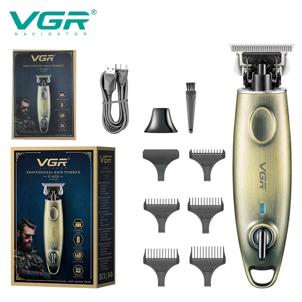 VGR 978 Hair Trimmer Cordless Hair Cutting Machine Barber Hair Clipper Rechargeable Haircut Machine Bald Head Trimmer for Men