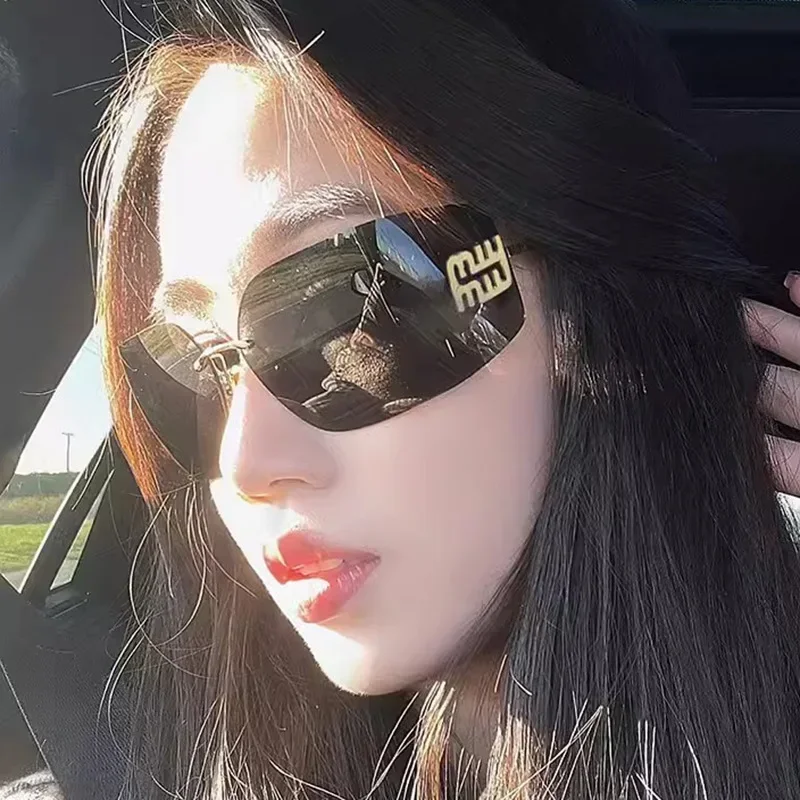Vintage sunglasses women sunglasses KAMMPT retro rimless design shades luxury metal women sunglasses for travelling hiking