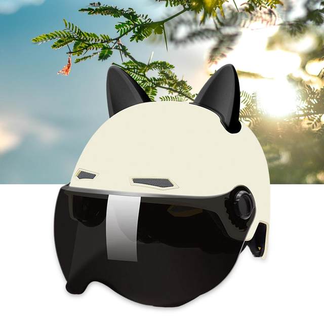 Motorcycle Helmet with Visor for Men Women Cute Ear Design Motorbike Helmet