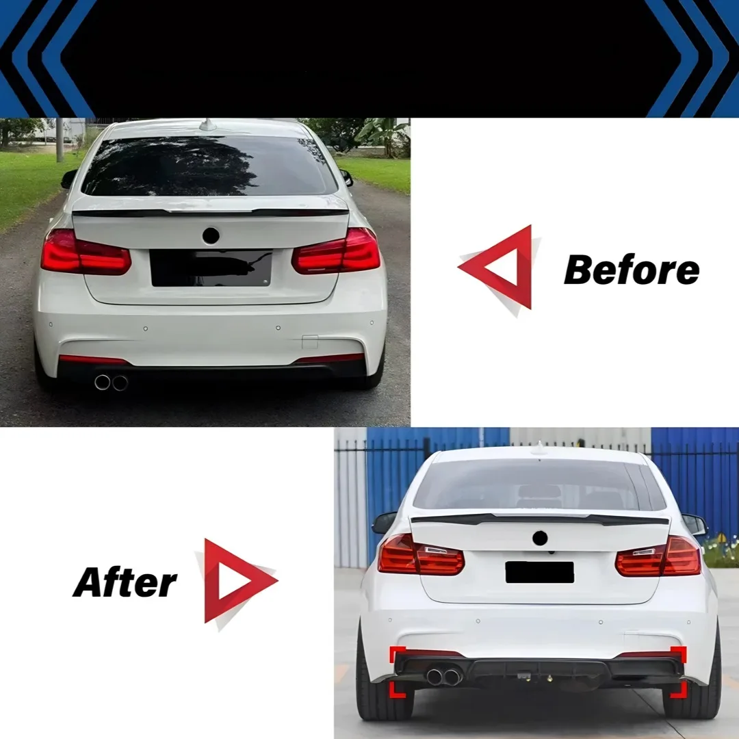 BMW 3 시리즈 F30 F31 F35 3 시리즈 2012-2018 320i 335i M 스포츠 리어 범퍼 립 디퓨저 턱 에어댐 프로텍터 트림 튜닝
