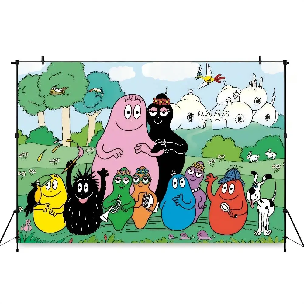 Barbapapa Cartoon Birthday Party Photo Backdrop