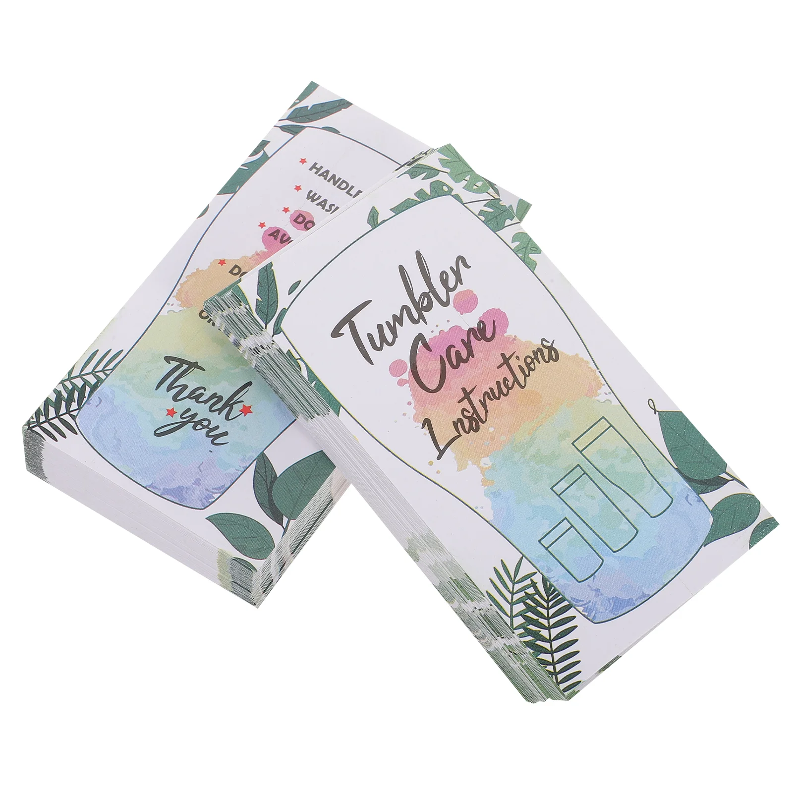 100 Sheets Glass Care Card Tumblers Cup Cards Instruction Instructions for Paper