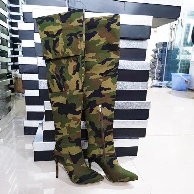 camouflage boots heels