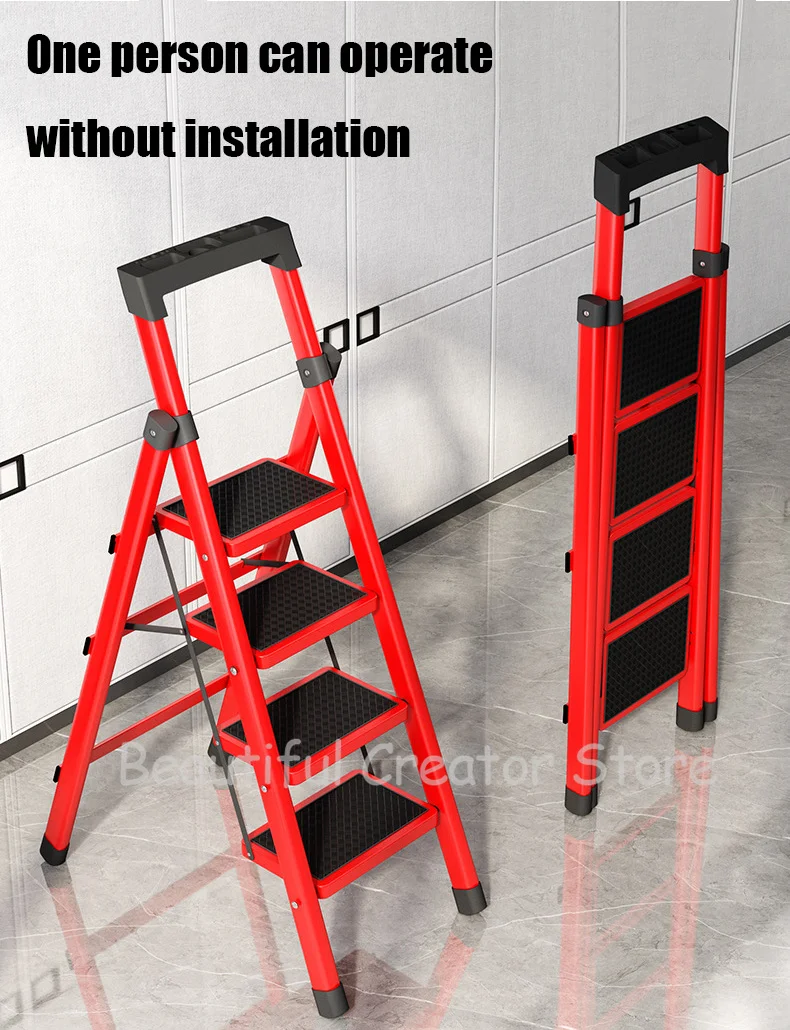 Work Ladder Platform Folding Step Ladder Household Folding Ladder Kitchen Step Stools Aluminum Portable Stairs for Home Herringbone