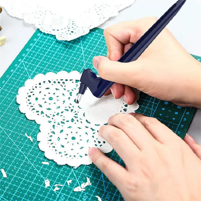 360 Steel Rotating Blade DIY Art Cutting Knife Craft Cutting Tool Safety Cutter Paper Knife with 3pcs Blades Pen