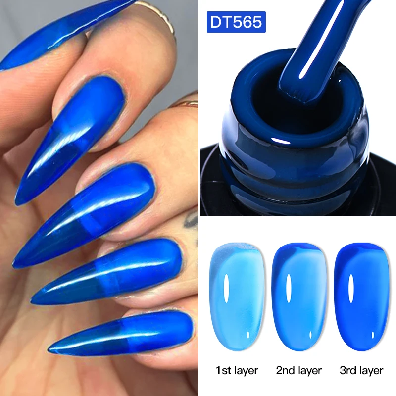 MEET ACROSS 8Pcs/Set Jelly Glass Gel Nail Polish Set Crystal Nude Pink Semi Permanent UV Gel Kit For Naill Art Manicure Vernis 3