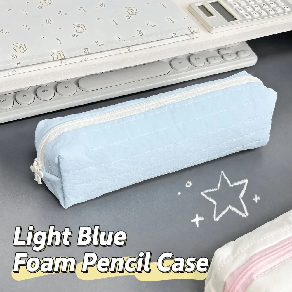 Astuccio portatile color crema, borsa portaoggetti multifunzionale di grande capacità, organizer per cancelleria, materiale scolastico - immagine 3