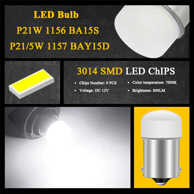 1156 LED ���� PY21W BAY15D 1157 ���� ���õ�, �ſ� ���� ��� �ڵ��� ���� �극��ũ ���� ����, P21/5W Ba15S, 12V, 6000K, 2 ��