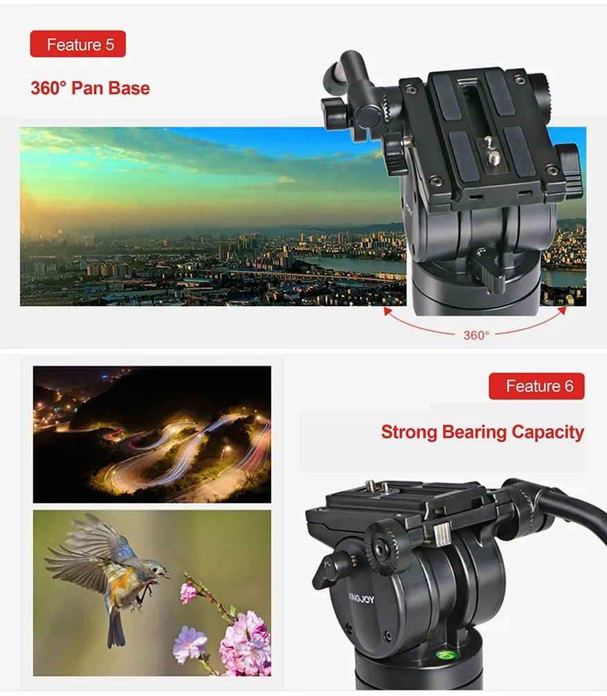 . VT2500 VT2500L 72 Inch Camera Tripod Professional Heavy Duty Aluminum Stand wi