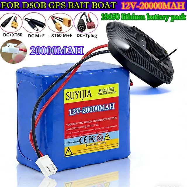 Batterie au lithium 12V 20000mAh 18650 D50B pour bateau à appât GPS, interphone d'ascenseur, sonnette vidéo, lumière d'urgence 1