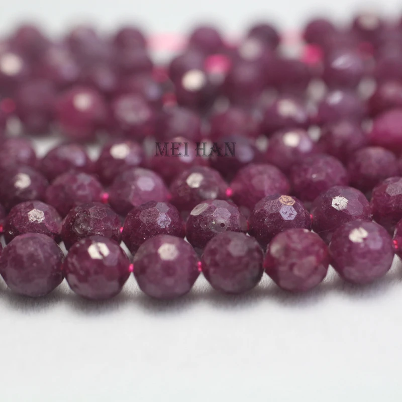 Ruby Faceted Round Loose Beads 4mm 6mm 8mm For Jewelry Making Design DIY Necklace Bracelet